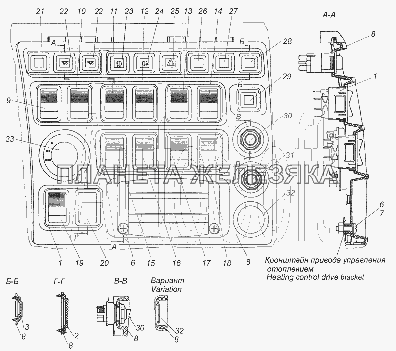 4308-3710001-30 Установка выключателей КамАЗ-4308 (2008)